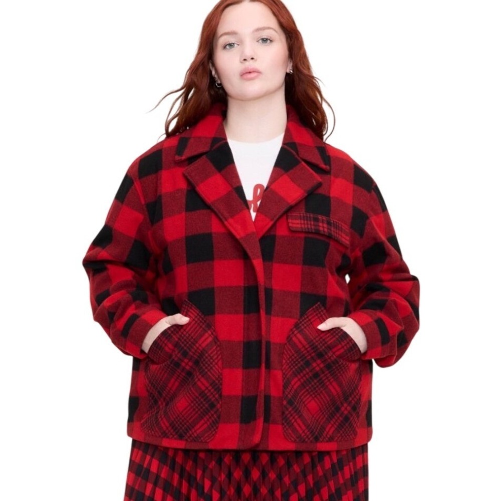 NWT Woolrich Womens Buffalo Check Zip Plaid Jacket Coat Sz XL